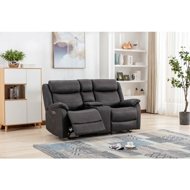 2 seater electric recliner store sofa with console