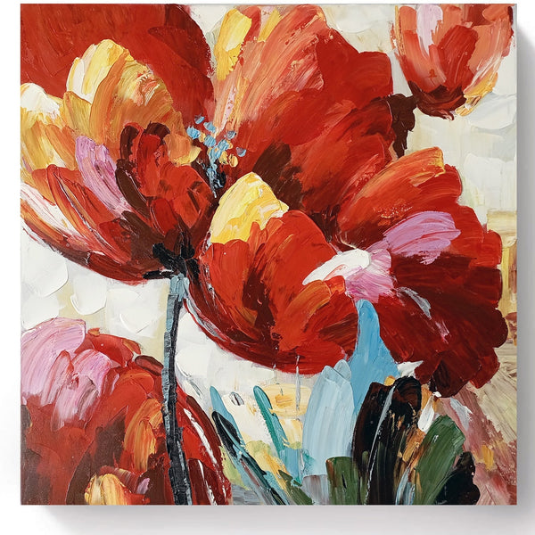 Canvas Oil Painting - Red Poppy Abstract