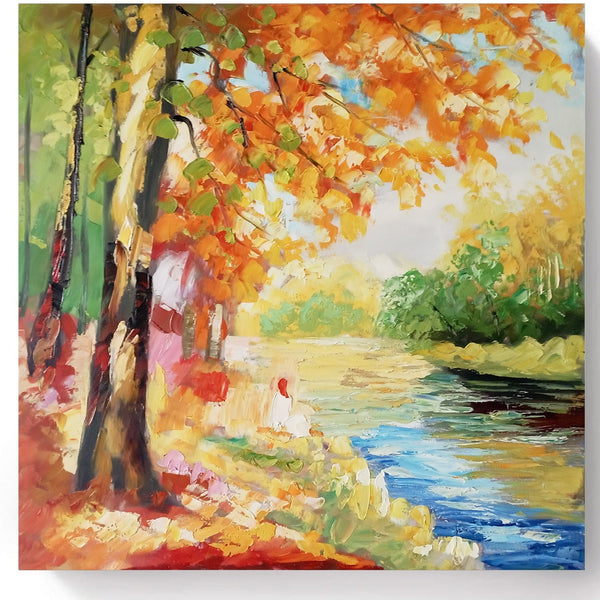 Canvas Oil Painting - Summer Walk By The River