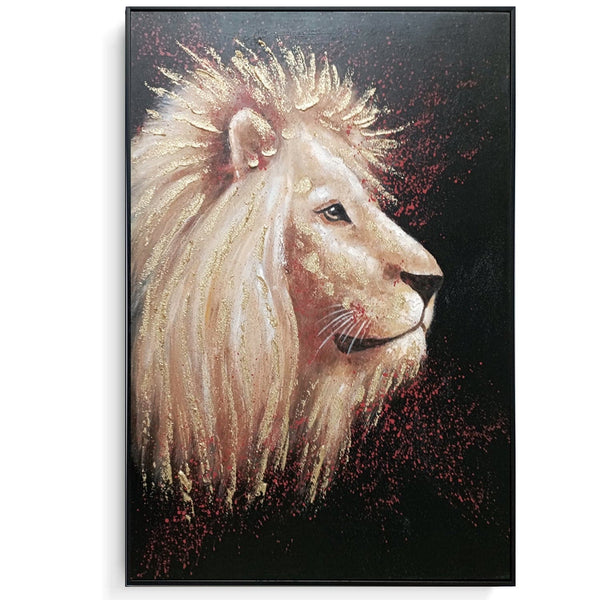 Framed Oil Painting - Lion