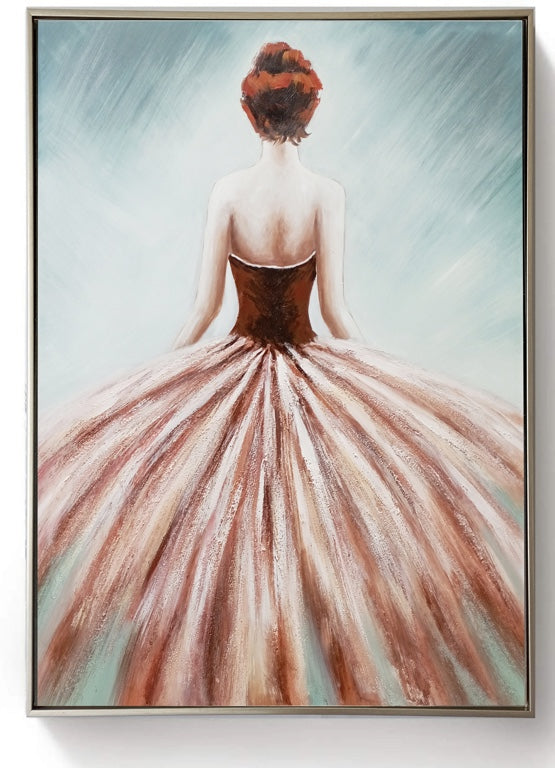 Framed Oil Painting - Summer Dream Red Dress