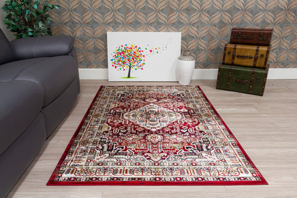 Azza Medallion Rug Red