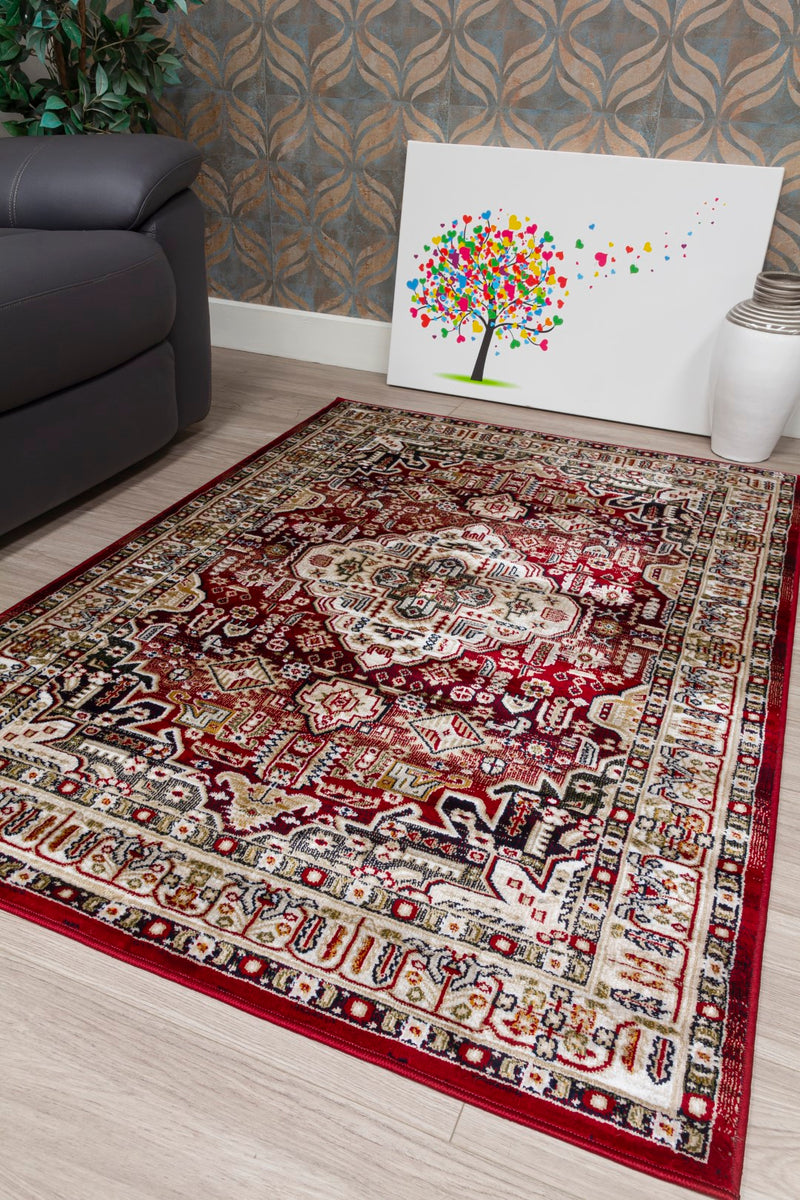 Azza Medallion Rug Red