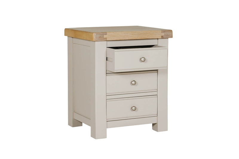 Dunne Bedside Table 3 Drawer - Taupe