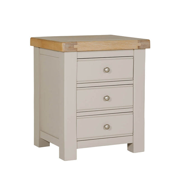 Dunne Bedside Table 3 Drawer - Taupe