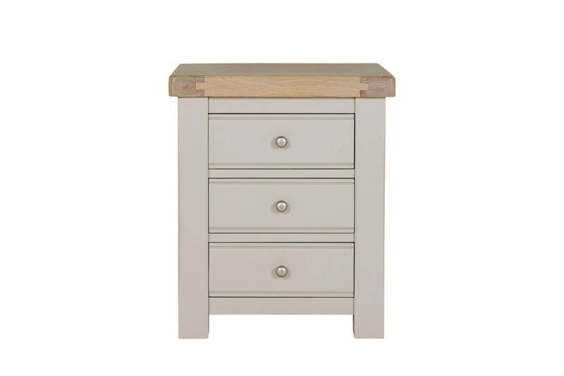 Dunne Bedside Table 3 Drawer - Taupe