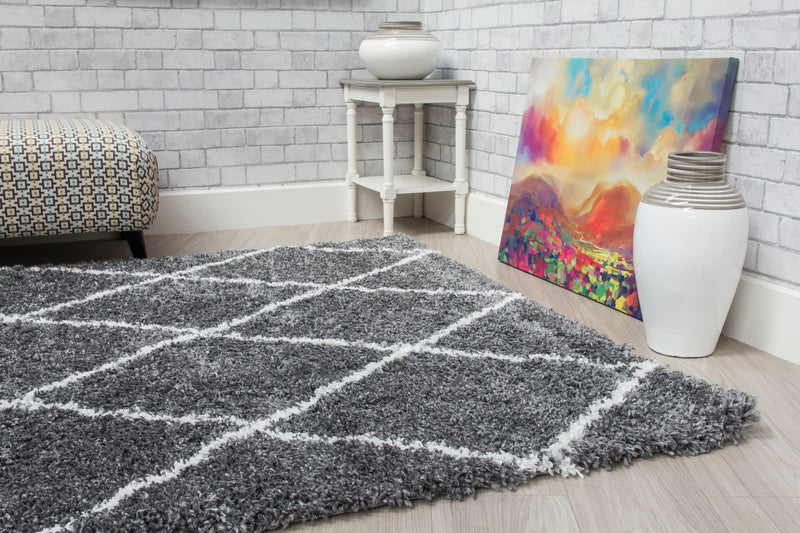 Fantasia Trellis Rug Dark Grey/Cream