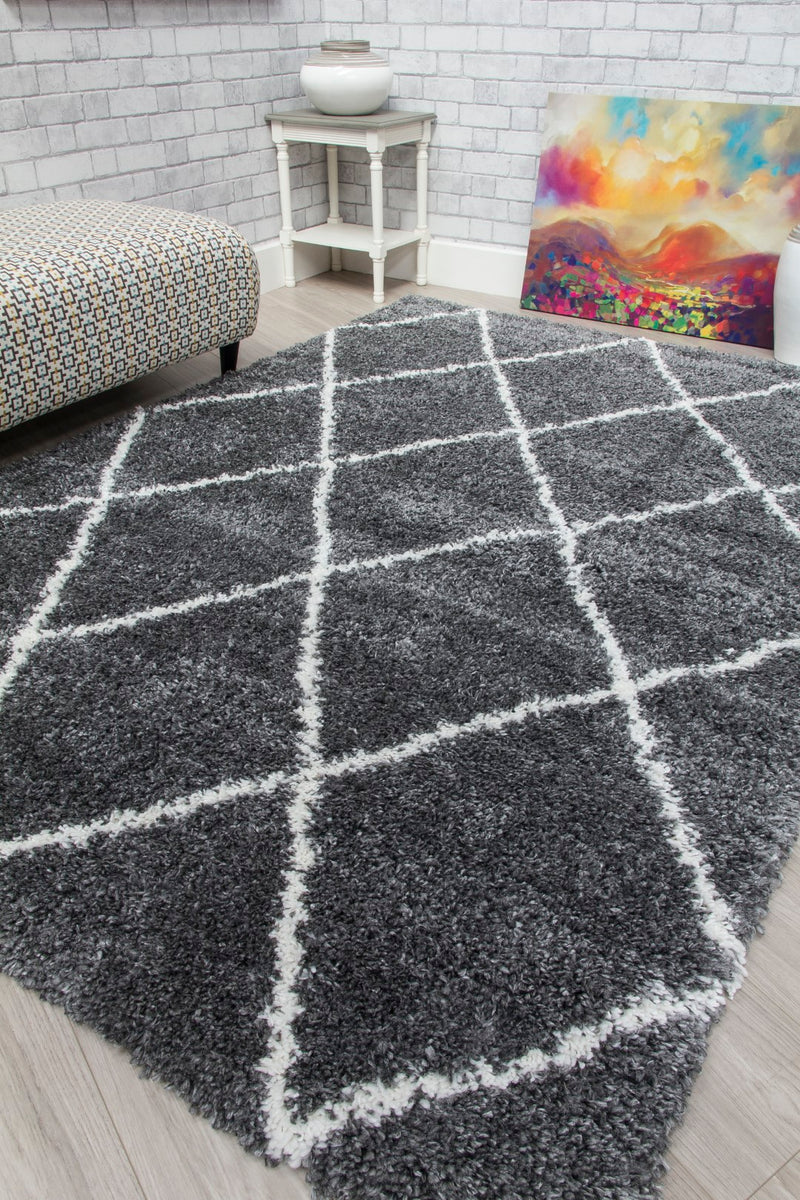 Fantasia Trellis Rug Dark Grey/Cream