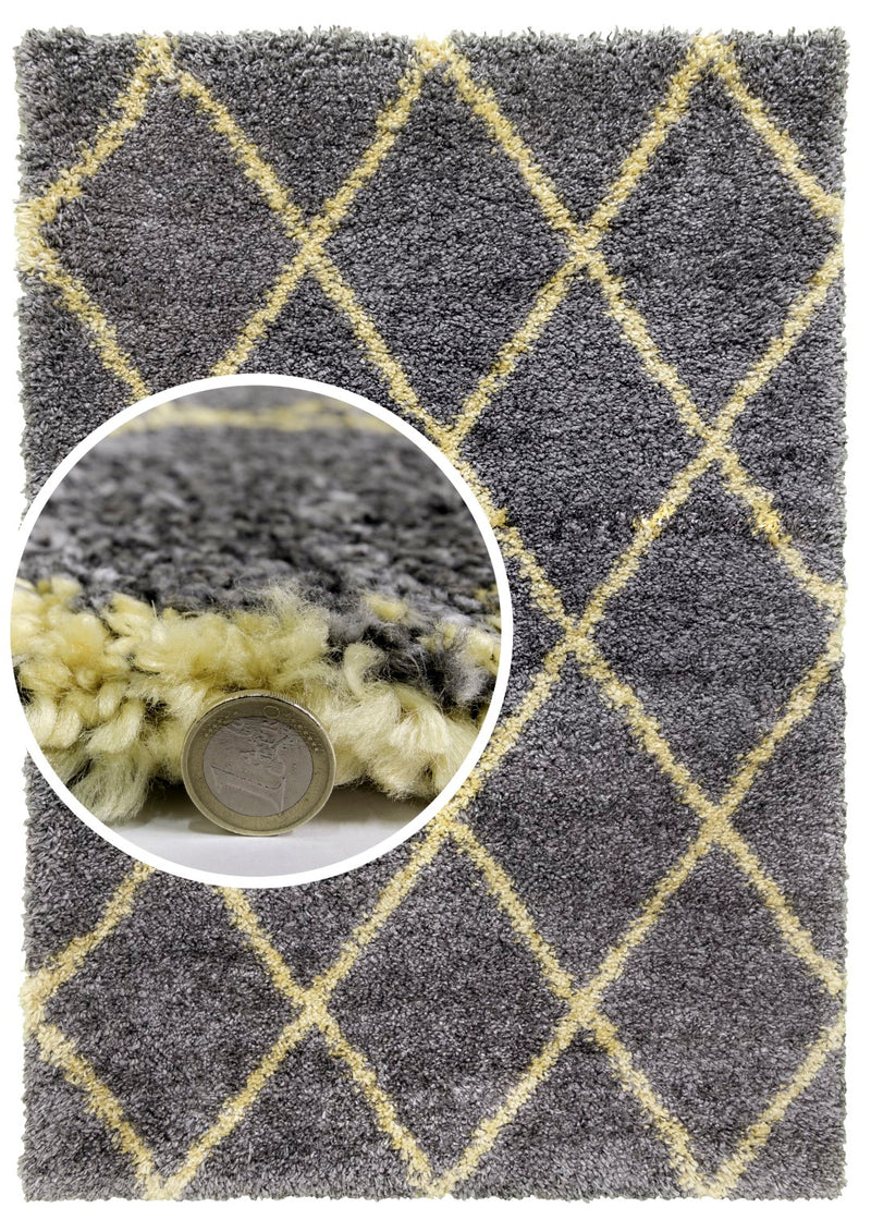 Fantasia Trellis Rug Dark Grey/Yellow