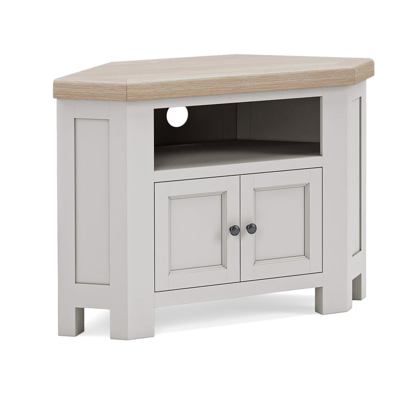 Exmouth Corner TV Unit With 2 Doors Light Grey