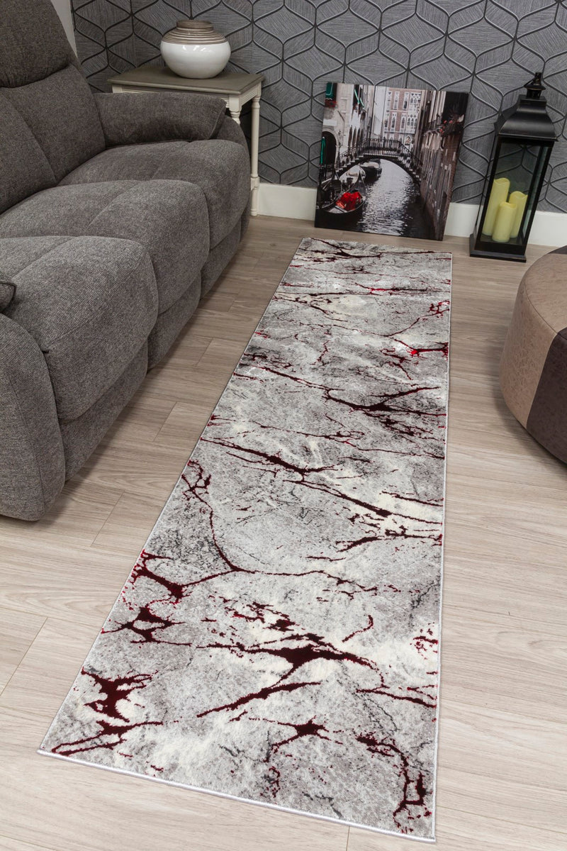 Glamour Marble Rug Red