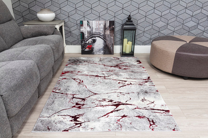 Glamour Marble Rug Red