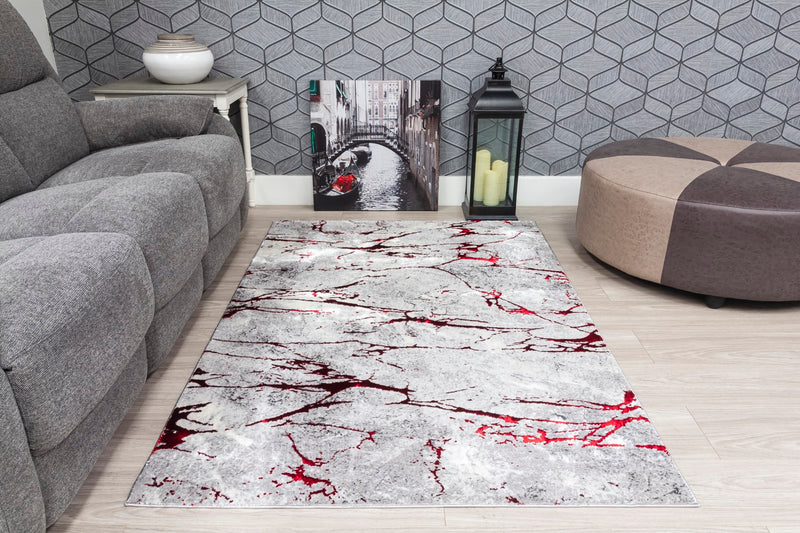 Glamour Marble Rug Red