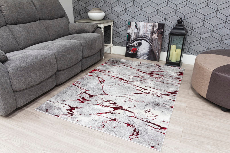 Glamour Marble Rug Red