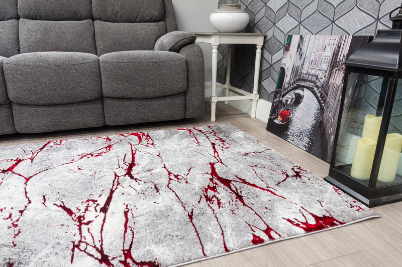 Glamour Marble Rug Red