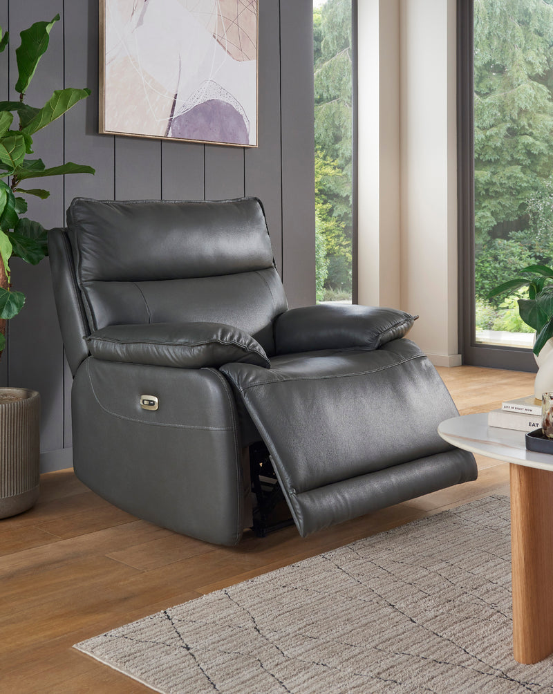 Lago 1 Seater Electric Recliner - Dark Grey