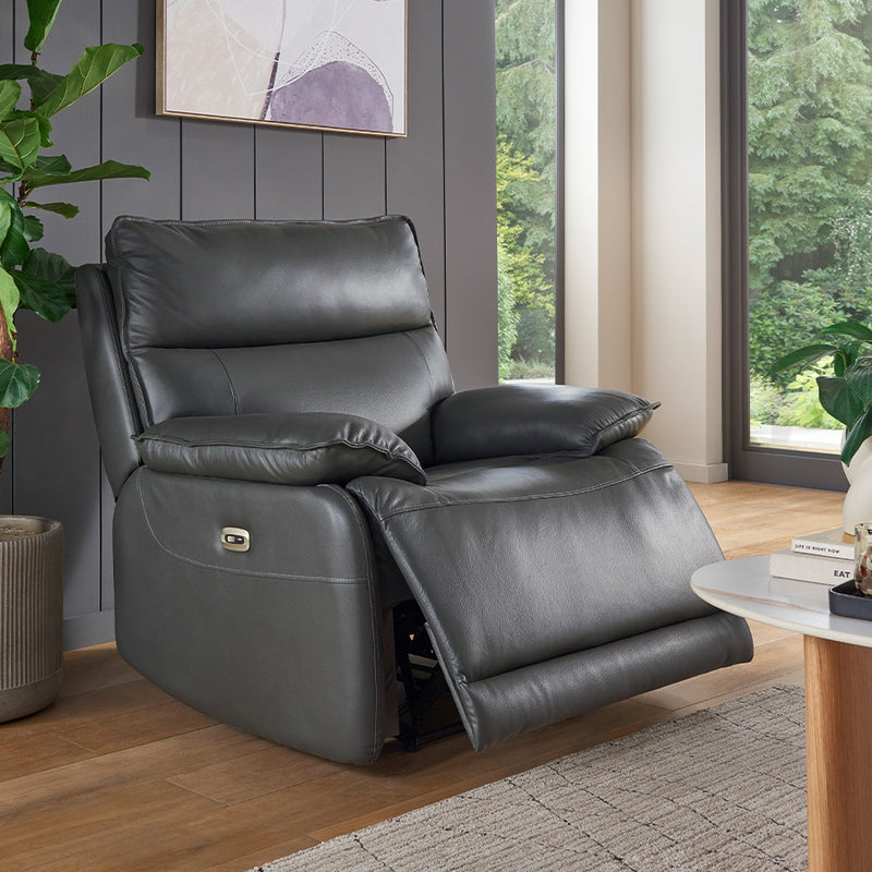 Lago 1 Seater Electric Recliner - Dark Grey