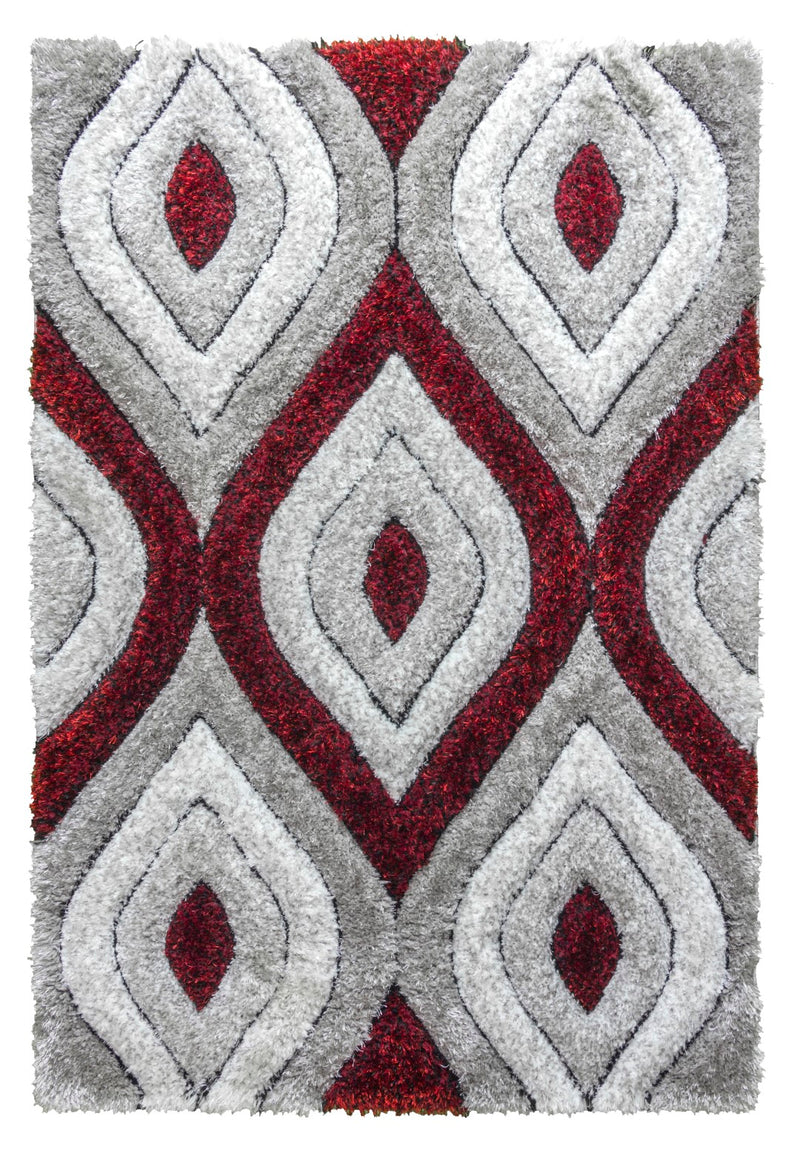 Lush Teardrop Rug Grey/Red