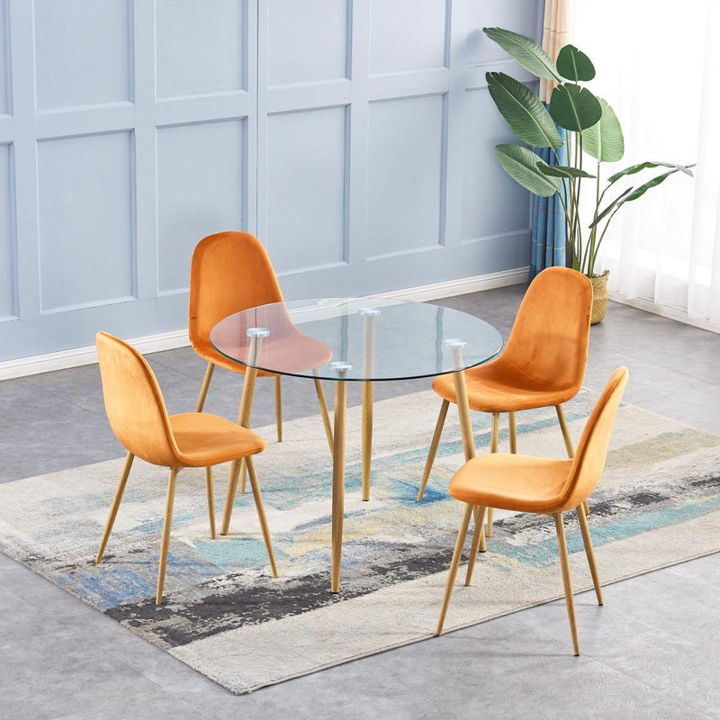 Bergen Dining Chair Velvet Orange