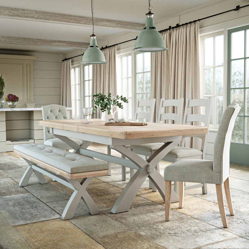 Exmouth Cross Leg Extending Dining Table Light Grey