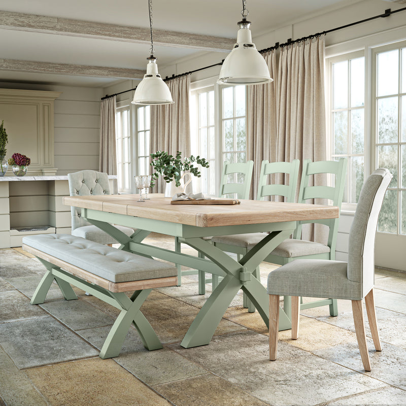 Exmouth Cross Leg Extending Dining Table Sage