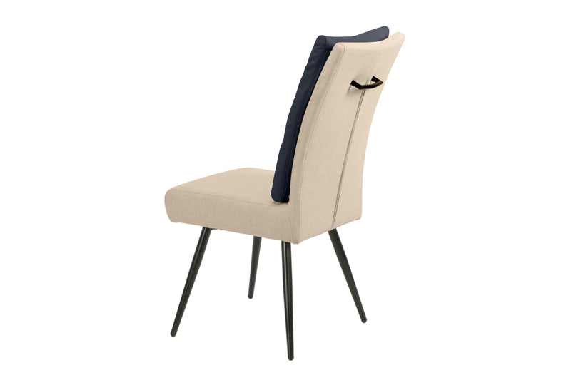 Neve Dining Chair Taupe with Midnight Blue Padding