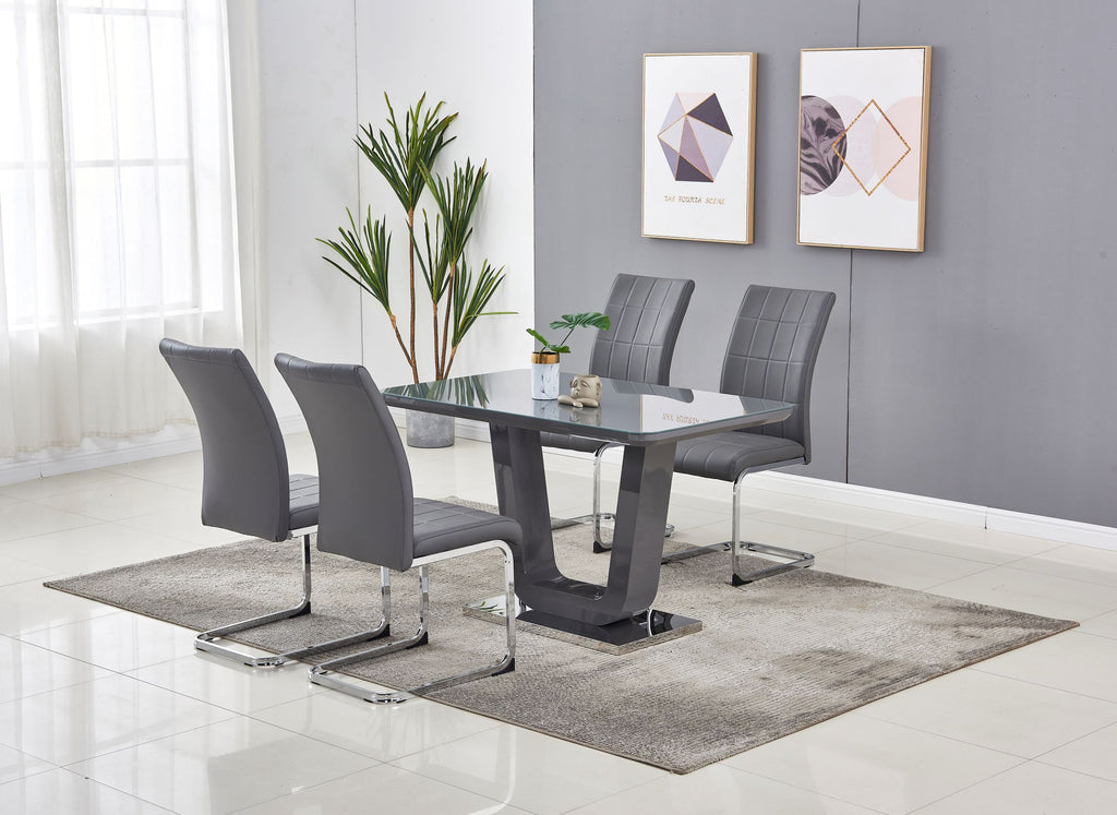 Grey high gloss dining table and 6 chairs hot sale