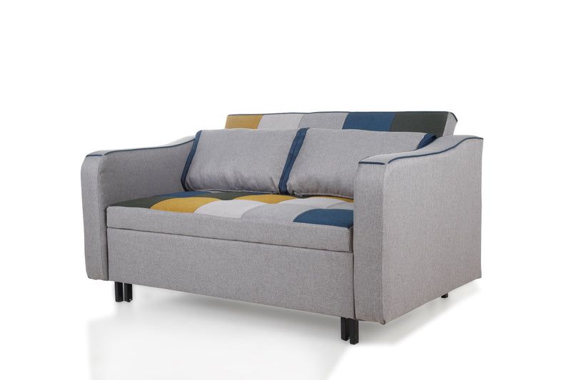 Achill Sofa Bed - Mustard/Blue Patchwork