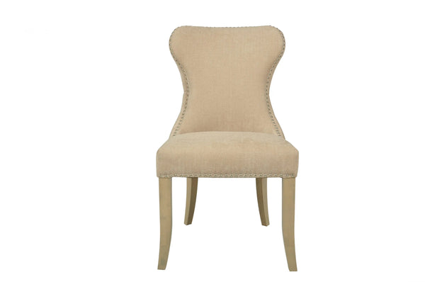 Button Back Dining Chair Beige