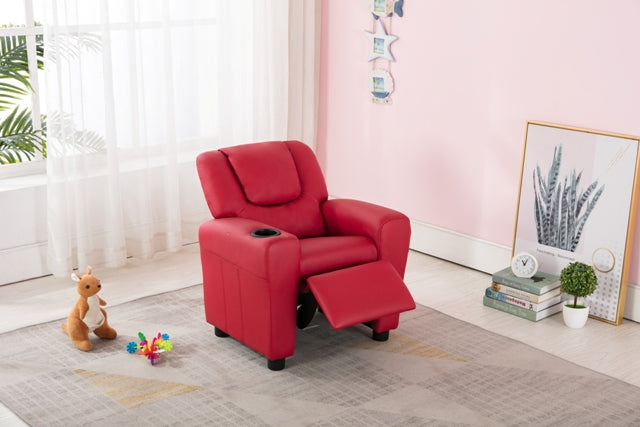 Kids Recliner with Cupholder - Red