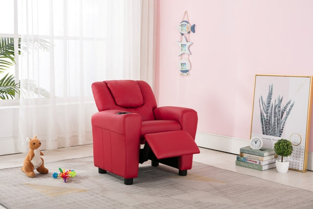 Kids Recliner with Cupholder - Red