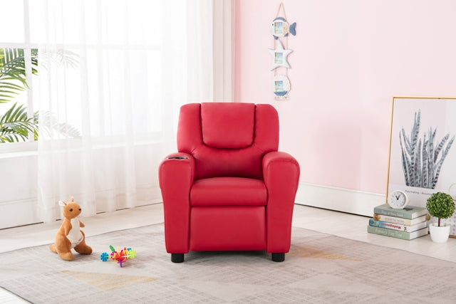 Kids Recliner with Cupholder - Red