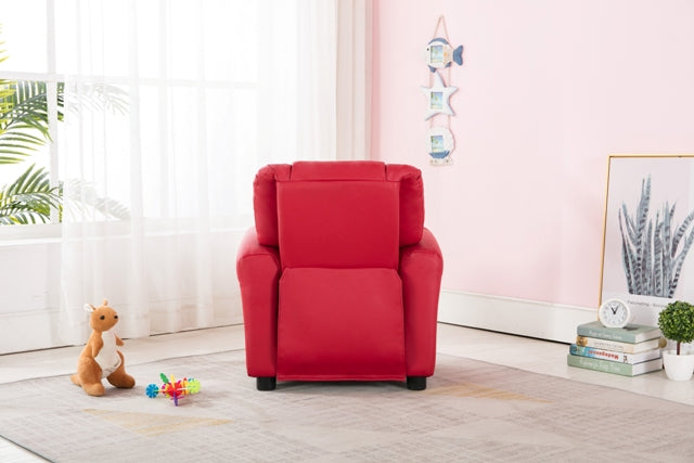 Kids Recliner with Cupholder - Red