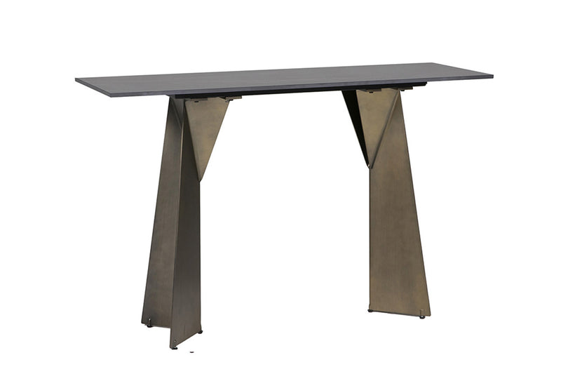 Iris Console Table - Stone Golden Black